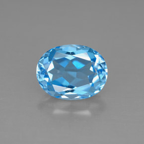 2.52 ct Blue Topaz Gemstone, Topaz Gem in Oval Facet Shape for Sale.