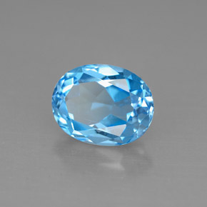 2.52 ct Blue Topaz Stone, Natural Topaz in Oval Facet Shape for Sale