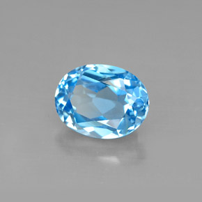 2.66 ct Blue Topaz Stone, Natural Topaz in Oval Facet Shape for Sale