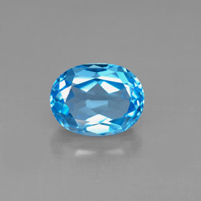 2.64 ct Blue Topaz Gemstone, Topaz Gem in Oval Facet Shape for Sale.