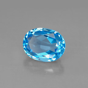 2.64 ct Blue Topaz Stone, Natural Topaz in Oval Facet Shape for Sale