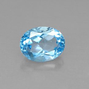2.53 ct Blue Topaz Gemstone, Topaz Gem in Oval Facet Shape for Sale.