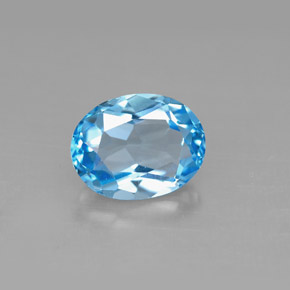 2.37 ct Blue Topaz Gemstone, Topaz Gem in Oval Facet Shape for Sale.