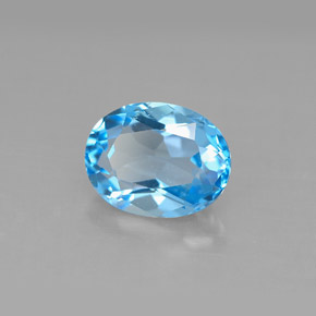 2.37 ct Blue Topaz Stone, Natural Topaz in Oval Facet Shape for Sale