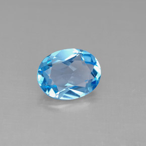 2.11 ct Blue Topaz Gemstone, Topaz Gem in Oval Facet Shape for Sale.