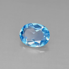 2.11 ct Blue Topaz Stone, Natural Topaz in Oval Facet Shape for Sale