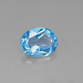 2.18 ct Blue Topaz Gemstone, Topaz Gem in Oval Facet Shape for Sale.