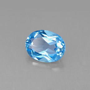2.18 ct Blue Topaz Stone, Natural Topaz in Oval Facet Shape for Sale