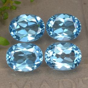 9.36 ctw Blue Topaz Stones, Natural Topaz in Oval Facet Shape for Sale