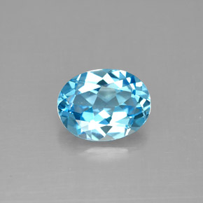1.89 ct Blue Topaz Gemstone, Topaz Gem in Oval Facet Shape for Sale.