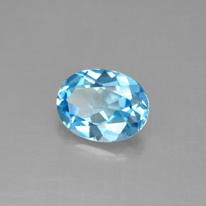 1.89 ct Blue Topaz Stone, Natural Topaz in Oval Facet Shape for Sale