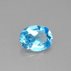 1.91 ct Blue Topaz Stone, Natural Topaz in Oval Facet Shape for Sale