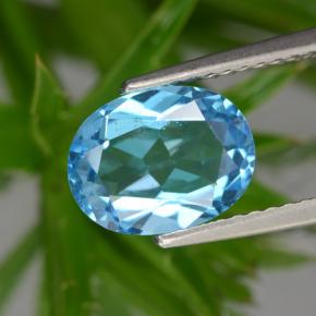 2.39 ct Blue Topaz Gemstone, Topaz Gem in Oval Facet Shape for Sale.