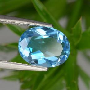 2.39 ct Blue Topaz Stone, Natural Topaz in Oval Facet Shape for Sale