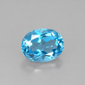 2.40 ct Blue Topaz Gemstone, Topaz Gem in Oval Facet Shape for Sale.