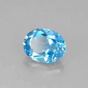 2.40 ct Blue Topaz Stone, Natural Topaz in Oval Facet Shape for Sale