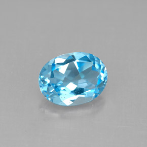 2.12 ct Blue Topaz Gemstone, Topaz Gem in Oval Facet Shape for Sale.