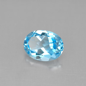 2.12 ct Blue Topaz Stone, Natural Topaz in Oval Facet Shape for Sale