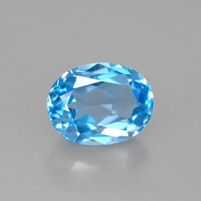 2.48 ct Blue Topaz Gemstone, Topaz Gem in Oval Facet Shape for Sale.