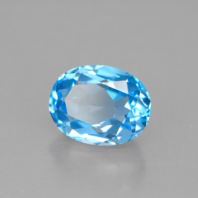 2.48 ct Blue Topaz Stone, Natural Topaz in Oval Facet Shape for Sale