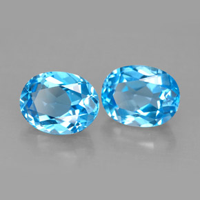4.75 ct Blue Topaz Stone, Natural Topaz in Oval Facet Shape for Sale