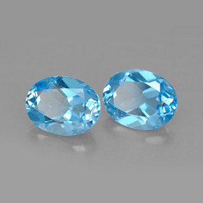 4.26 ct Blue Topaz Stone, Natural Topaz in Oval Facet Shape for Sale