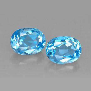 5.18 ct Blue Topaz Gemstone, Topaz Gem in Oval Facet Shape for Sale.