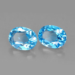 5.18 ct Blue Topaz Stone, Natural Topaz in Oval Facet Shape for Sale