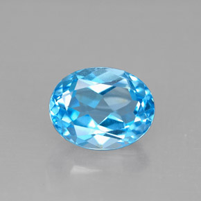 2.34 ct Blue Topaz Gemstone, Topaz Gem in Oval Facet Shape for Sale.