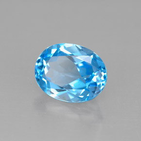 2.34 ct Blue Topaz Stone, Natural Topaz in Oval Facet Shape for Sale
