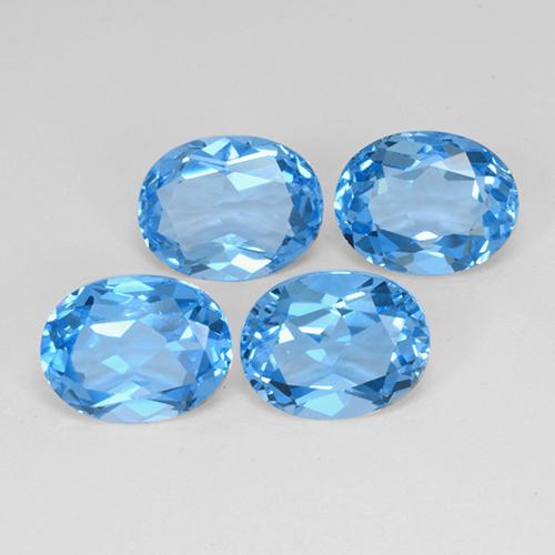 10.25 ctw Blue Topaz Gemstones, Topaz Gems in Oval Facet Shape for Sale.