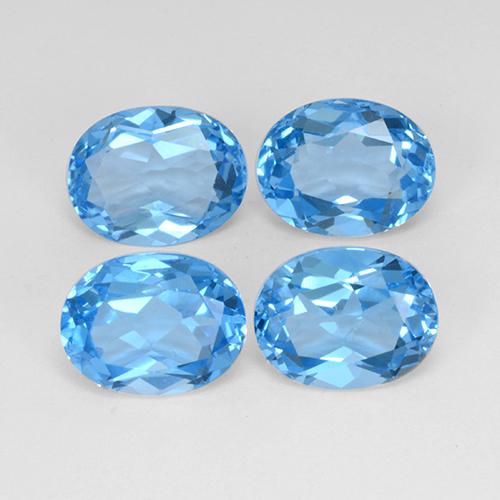 10.25 ctw Blue Topaz Stones, Natural Topaz in Oval Facet Shape for Sale