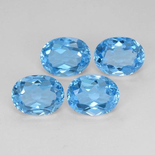10.89 ctw Blue Topaz Stones, Natural Topaz in Oval Facet Shape for Sale