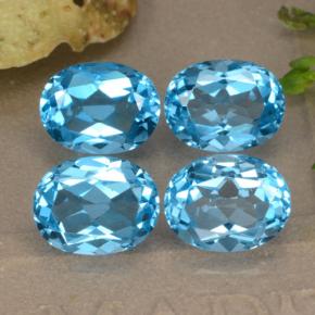 10.39 ctw Blue Topaz Gemstones, Topaz Gems in Oval Facet Shape for Sale.