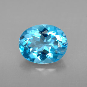 3.01 ct Blue Topaz Gemstone, Topaz Gem in Oval Facet Shape for Sale.
