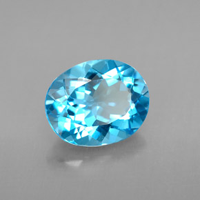 3.01 ct Blue Topaz Stone, Natural Topaz in Oval Facet Shape for Sale