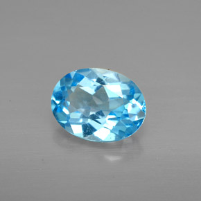 1.40 ct Blue Topaz Gemstone, Topaz Gem in Oval Facet Shape for Sale.