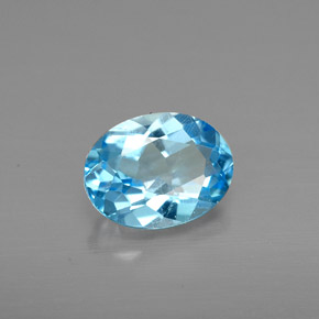 1.40 ct Blue Topaz Stone, Natural Topaz in Oval Facet Shape for Sale