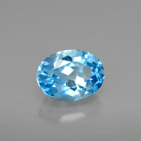 1.72 ct Blue Topaz Stone, Natural Topaz in Oval Facet Shape for Sale