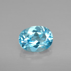 1.65 ct Blue Topaz Gemstone, Topaz Gem in Oval Facet Shape for Sale.