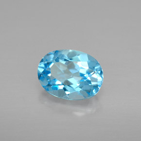 1.65 ct Blue Topaz Stone, Natural Topaz in Oval Facet Shape for Sale