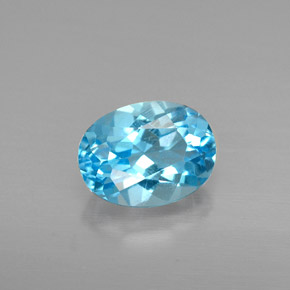 1.72 ct Blue Topaz Gemstone, Topaz Gem in Oval Facet Shape for Sale.