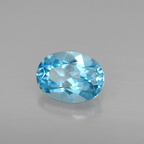 1.72 ct Blue Topaz Stone, Natural Topaz in Oval Facet Shape for Sale
