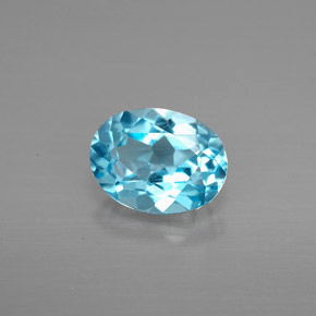 1.50 ct Blue Topaz Gemstone, Topaz Gem in Oval Facet Shape for Sale.