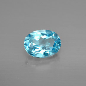 1.50 ct Blue Topaz Stone, Natural Topaz in Oval Facet Shape for Sale