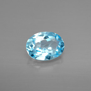 1.39 ct Blue Topaz Gemstone, Topaz Gem in Oval Facet Shape for Sale.