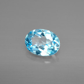 1.39 ct Blue Topaz Stone, Natural Topaz in Oval Facet Shape for Sale