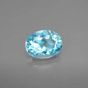 1.54 ct Blue Topaz Gemstone, Topaz Gem in Oval Facet Shape for Sale.