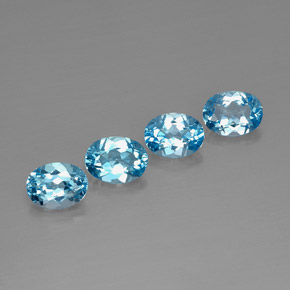 6.11 ct Blue Topaz Stone, Natural Topaz in Oval Facet Shape for Sale