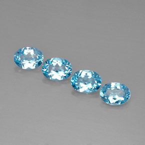 5.67 ct Blue Topaz Gemstone, Topaz Gem in Oval Facet Shape for Sale.